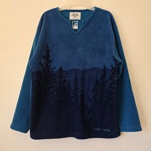 VTG Arctic Image 90s Lake Tahoe Fleece Pullover‎ Sweatshirt Sz Medium Boxy Cozy